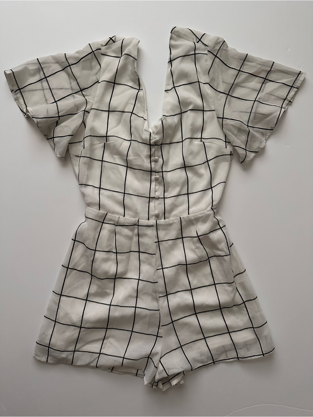 HYFVE White and Black Button-Front Romper